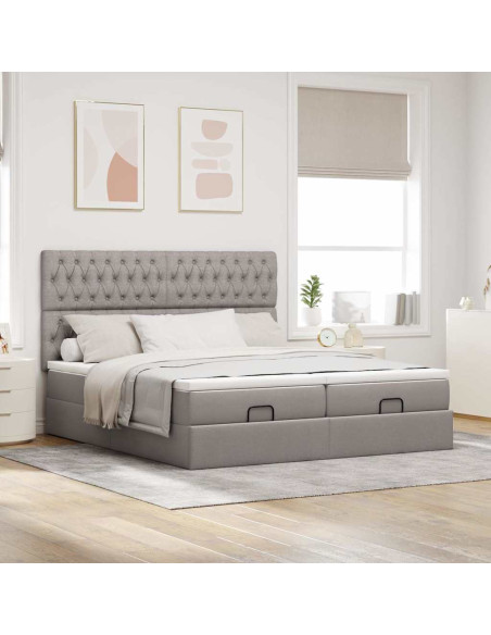 Struttura Letto Pouf con Materassi Tortora 160x200cm in Tessuto