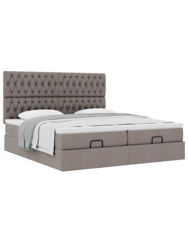 Struttura Letto Pouf con Materassi Tortora 160x200cm in Tessuto