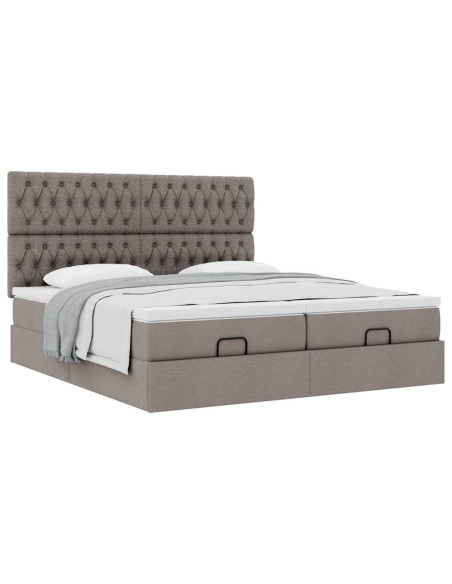 Struttura Letto Pouf con Materassi Tortora 160x200cm in Tessuto