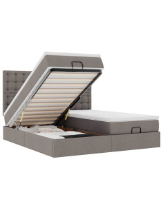 Struttura Letto Pouf con Materassi Tortora 160x200cm in Tessuto 2