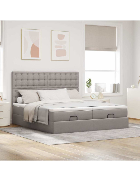 Struttura Letto Pouf con Materassi Tortora 160x200cm in Tessuto