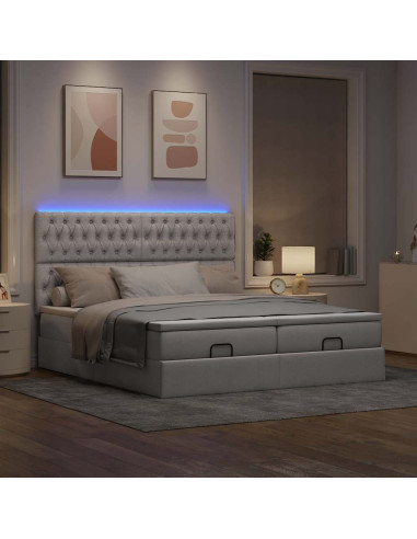 Struttura Letto Pouf con Materassi Tortora 160x200cm in Tessuto