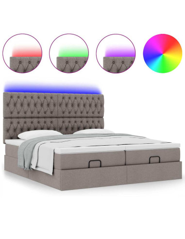 Struttura Letto Pouf con Materassi Tortora 160x200cm in Tessuto