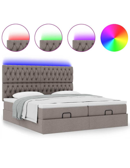 Struttura Letto Pouf con Materassi Tortora 160x200cm in Tessuto