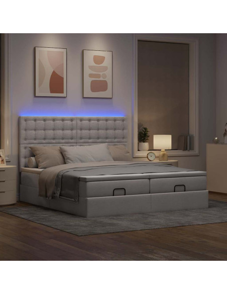 Struttura Letto Pouf con Materassi Tortora 160x200cm in Tessuto