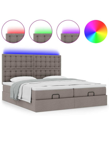 Struttura Letto Pouf con Materassi Tortora 160x200cm in Tessuto