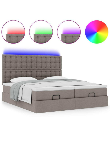 Struttura Letto Pouf con Materassi Tortora 160x200cm in Tessuto