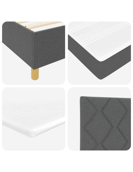 Letto a molle con testiera Grigio scuro 140 x 190 cm Tessuto