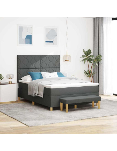 Letto a molle con materasso Grigio scuro 140 x 190 cm Tessuto
