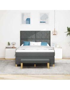 Letto a molle con testiera Grigio scuro 190 x 140 cm Tessuto 2