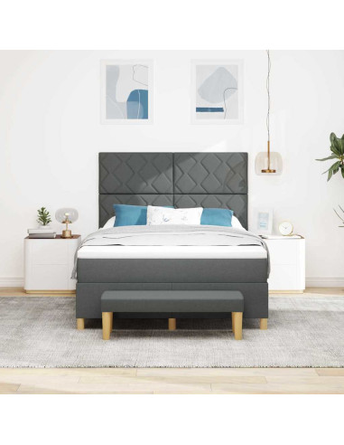 Letto a molle con testiera Grigio scuro 190 x 140 cm Tessuto
