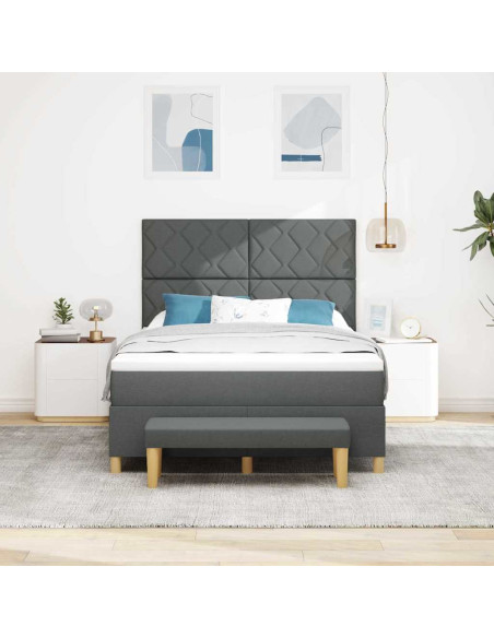 Letto a molle con testiera Grigio scuro 190 x 140 cm Tessuto