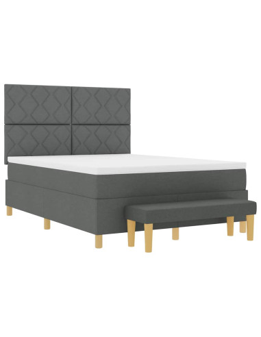 Letto a molle con testiera Grigio scuro 190 x 140 cm Tessuto