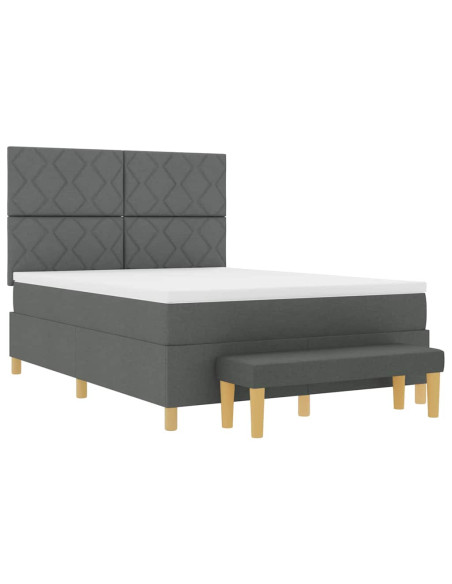Letto a molle con testiera Grigio scuro 190 x 140 cm Tessuto