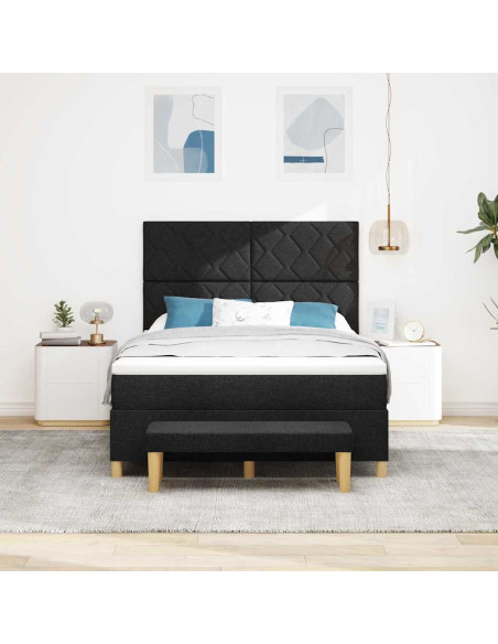 Letto a molle con materasso Nero 140 x 190 cm Tessuto