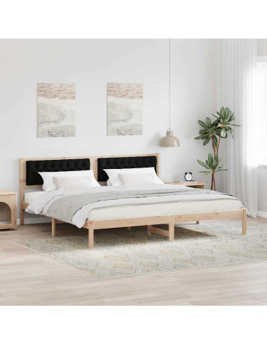 Struttura del letto con testiera Nero 200 x 200 cm Tessuto