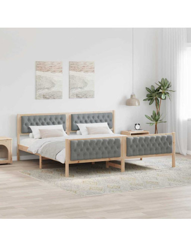 Struttura del letto Grigio chiaro 200 x 200 cm Pino massello