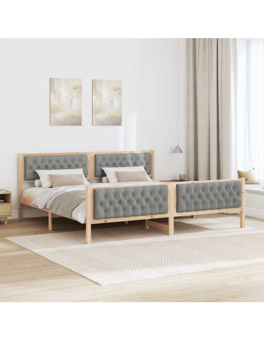 Struttura del letto Grigio chiaro 200 x 200 cm Pino massello