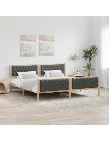Struttura del letto Grigio scuro 200 x 200 cm Pino massello