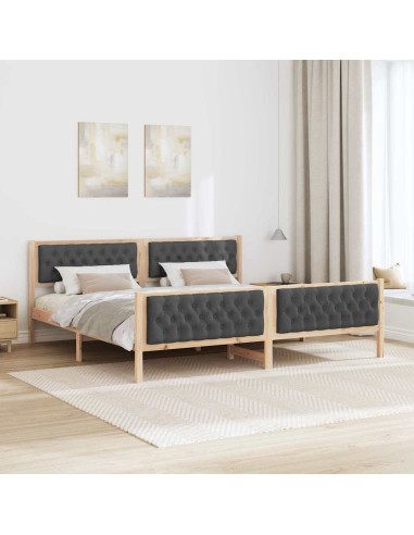 Struttura del letto Grigio scuro 200 x 200 cm Pino massello