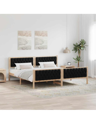 Struttura del letto Nero 200 x 200 cm Pino massello
