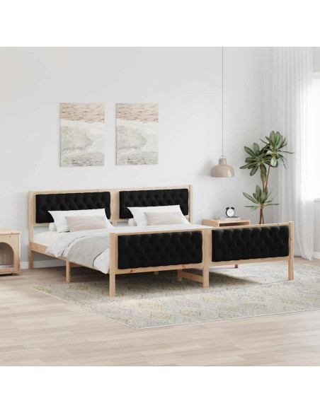 Struttura del letto Nero 200 x 200 cm Pino massello
