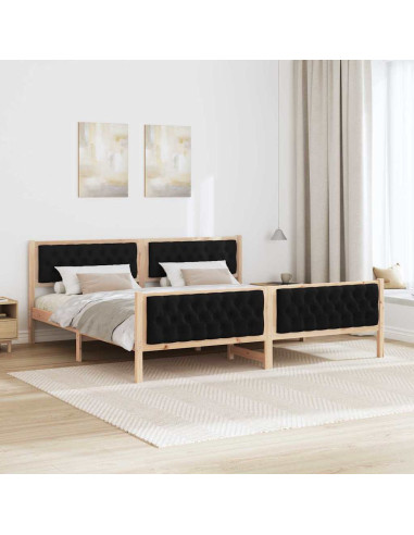 Struttura del letto Nero 200 x 200 cm Pino massello