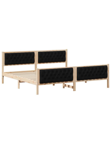 Struttura del letto Nero 200 x 200 cm Pino massello