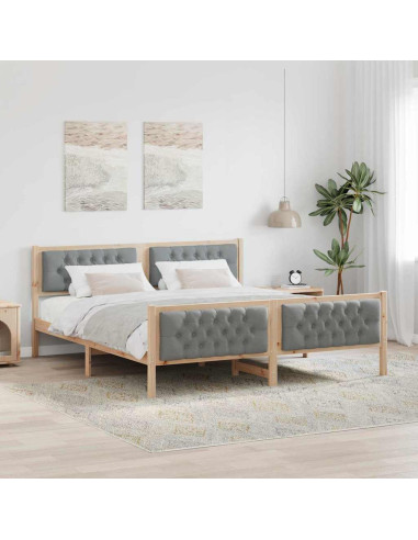 Struttura del letto Grigio chiaro 160 x 200 cm Pino massello