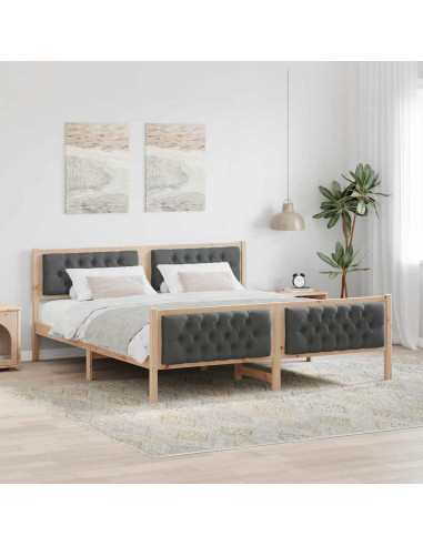 Struttura del letto Grigio scuro 160 x 200 cm Pino massello
