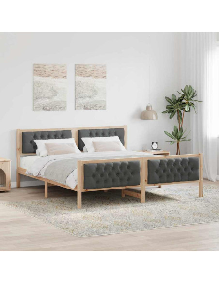 Struttura del letto Grigio scuro 160 x 200 cm Pino massello