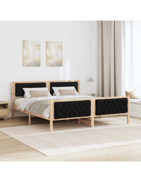 Struttura del letto Nero 160 x 200 cm Pino massello