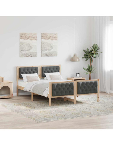 Struttura del letto Grigio scuro 150 x 200 cm Pino massello