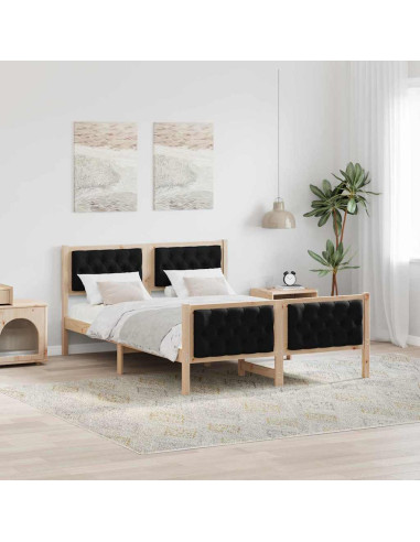 Struttura del letto Nero 150 x 200 cm Pino massello