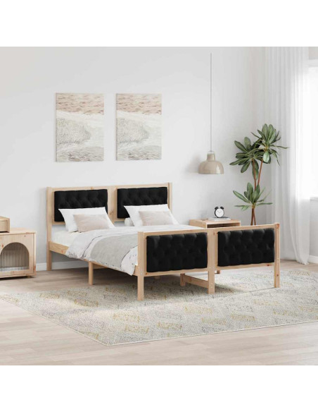 Struttura del letto Nero 150 x 200 cm Pino massello