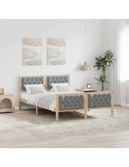 Struttura del letto Grigio chiaro 140 x 190 cm Pino massello