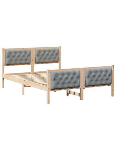 Struttura del letto Grigio chiaro 140 x 190 cm Pino massello