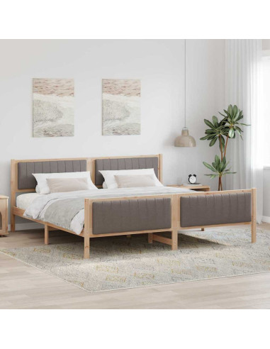 Struttura del Letto con testiera Marrone e taupe 200 x 200 cm