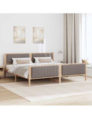 Struttura del Letto con testiera Marrone e taupe 200 x 200 cm