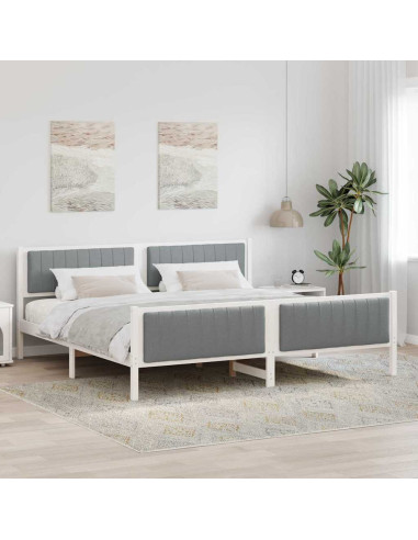 Struttura del Letto Bianco e grigio chiaro 200 x 200 cm