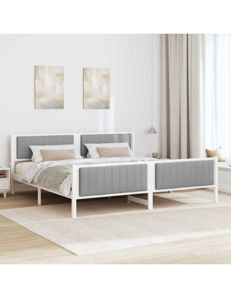 Struttura del Letto Bianco e grigio chiaro 200 x 200 cm