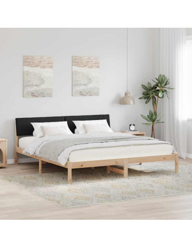 Struttura del Letto con testiera Marrone e nero 200 x 200 cm