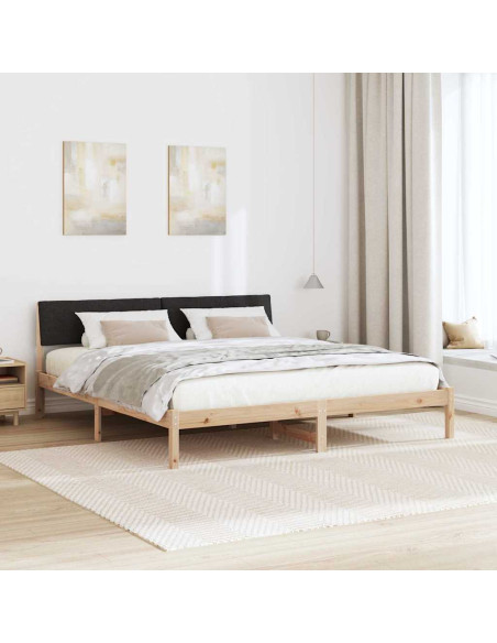 Struttura del Letto con testiera Marrone e nero 200 x 200 cm