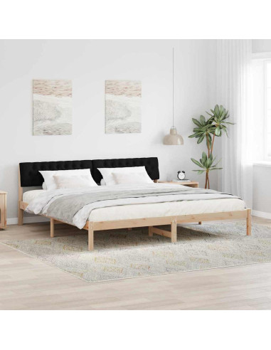 Struttura del Letto con testiera Marrone e nero 200 x 200 cm