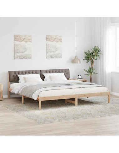 Struttura del Letto con testiera Marrone e taupe 200 x 200 cm