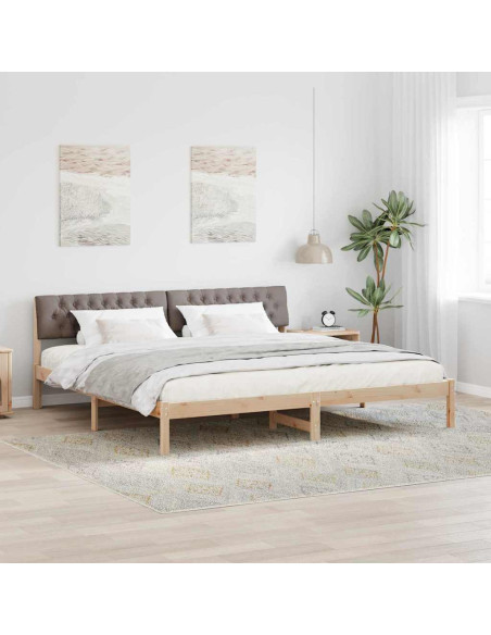 Struttura del Letto con testiera Marrone e taupe 200 x 200 cm