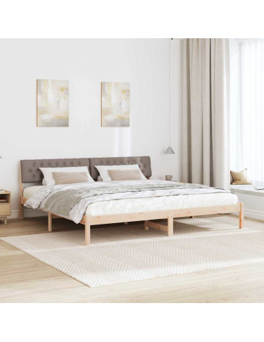 Struttura del Letto con testiera Marrone e taupe 200 x 200 cm