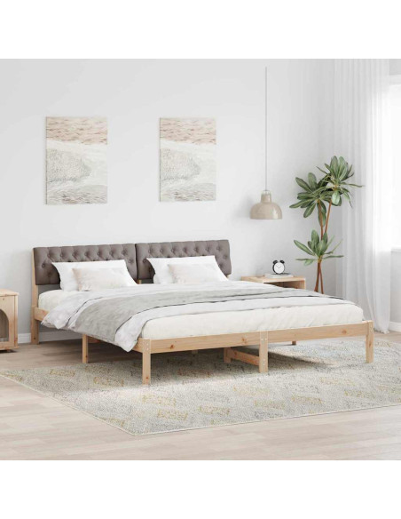 Struttura del Letto con testiera Marrone e taupe 180 x 200 cm