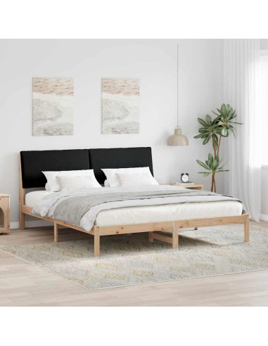 Struttura del Letto con testiera Marrone e nero 200 x 200 cm