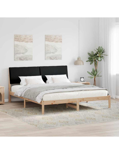 Struttura del Letto con testiera Marrone e nero 200 x 200 cm